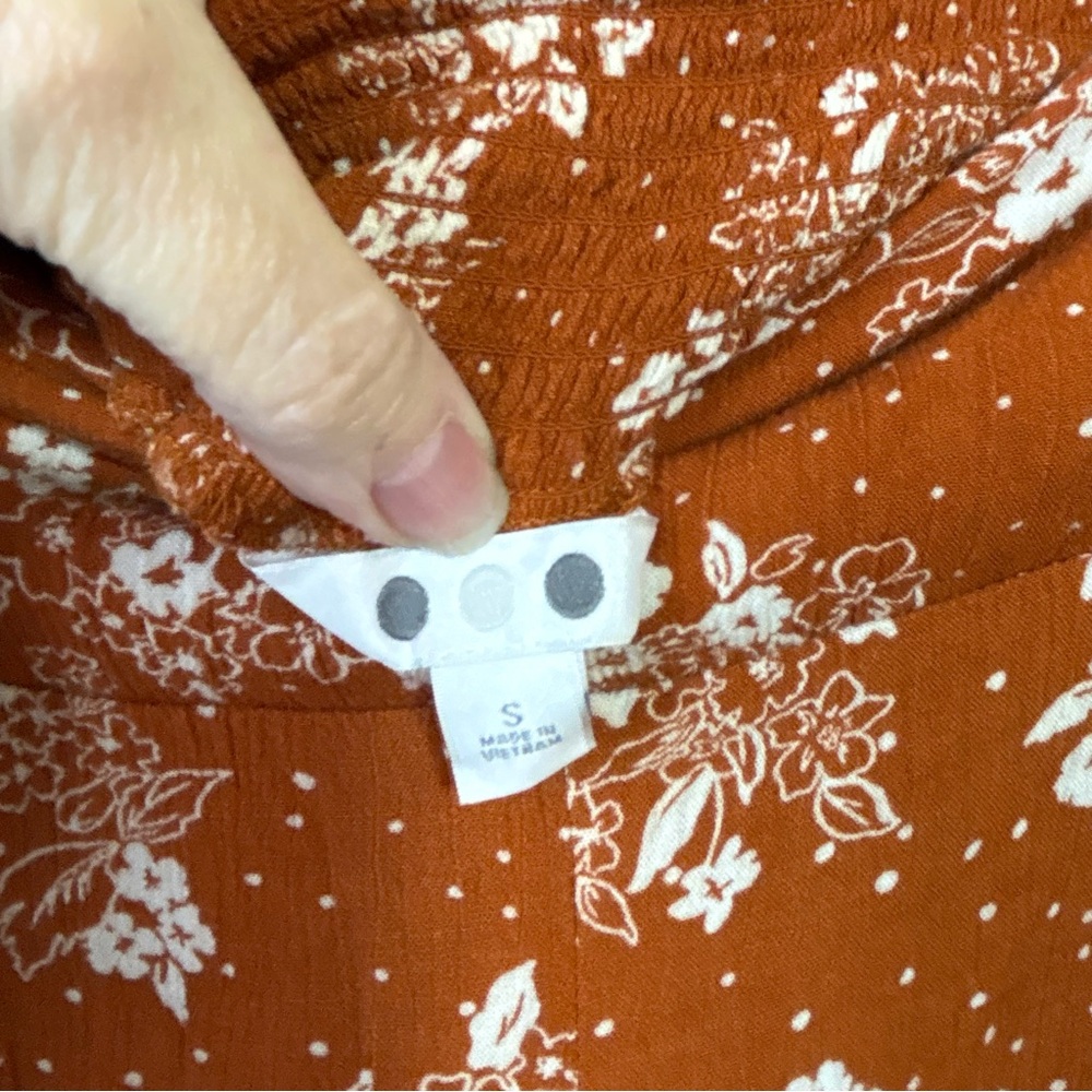 Three Dots Burnt Orange Floral Pull-On Wide Leg Lounge Pants Size Small - Picture 5 of 8
